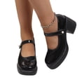 thumbnail image 4 of Miluxas Women’s Strap Platform Mary Jane Shoes, Leather Round Toe Chunky Block Heel Pumps, Vintage Dress Shoes Black 7(39), 4 of 9