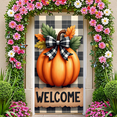 thumbnail image 5 of Checkered Pattern Welcome Banner Autumn Pumpkin Fall Leaves for Thanksgiving Party Home Decoration Seasonal Events, 5 of 9