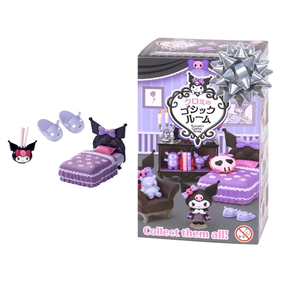 Hamee Re-Ment Cute Blind Box Diorama Miniature Figure Set for Birthday Gift, Party Favor, Stress Relief, Collectible Toy, Sanrio Fan, Relaxation (Kuromi’s Gothic Room) – 1 Pc. Mystery Set
