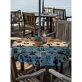 thumbnail image 2 of Navy Blue Brown Table Cloth Round Tablecloth, Rustic Farmhouse Dog Paw Vintage Waterproof Wrinkleproof Table Cover with Umbrella Hole and Zipper for Party/Dining/Patio/Wedding 54 Inch, 2 of 9