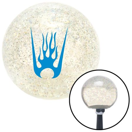 American Shifter Blue Flames in a Bucket Clear Metal Flake Shift Knob with M16 x 1.5 Insert Shifter