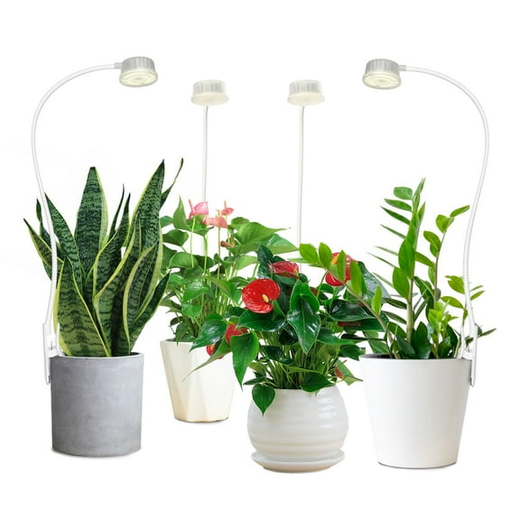 Sthmolepy LED Grow Lights for Indoor Plants, 4000K Full Spectrum with 3/9/12H Timer, Clip-on 4-Pack