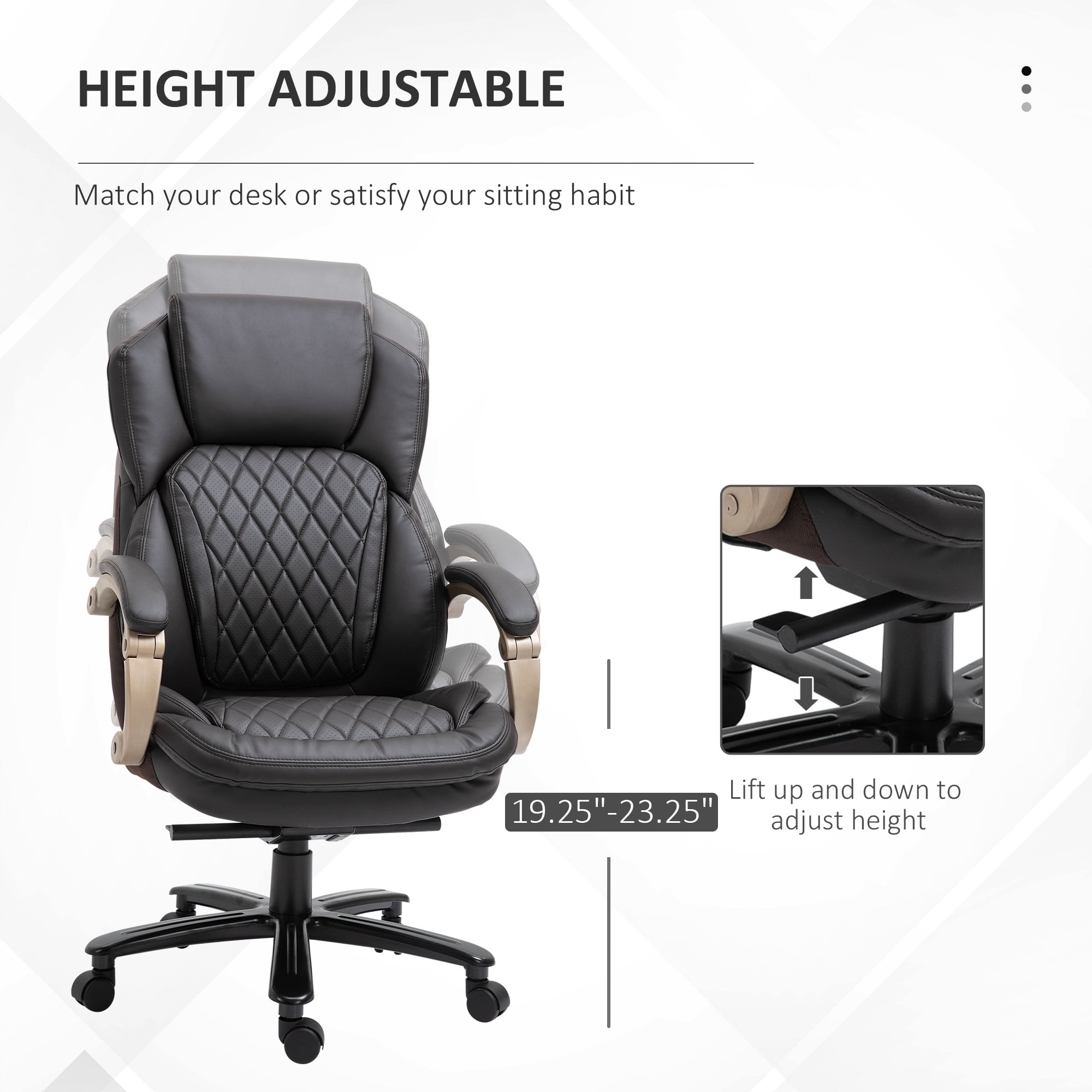 Vinsetto High Back Big and Tall Executive Office Chair 484lbs with Wide  Seat Computer Desk Chair with Linen Fabric Swivel Wheels Light Gray