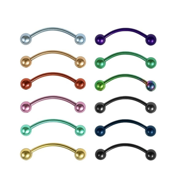 Luxe Modz 16G PVD Bent Curved Barbell Snake Eyes Ring Tongue Surgical Steel Piercing Jewelry for Men Women - Sold as Pair