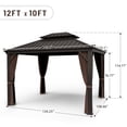 thumbnail image 4 of EGEIROS LIFE 12 Ft. W X 10 Ft. D Double Aluminum Hard Roof Patio Gazebo With Mosquito Net (Brown), 4 of 9
