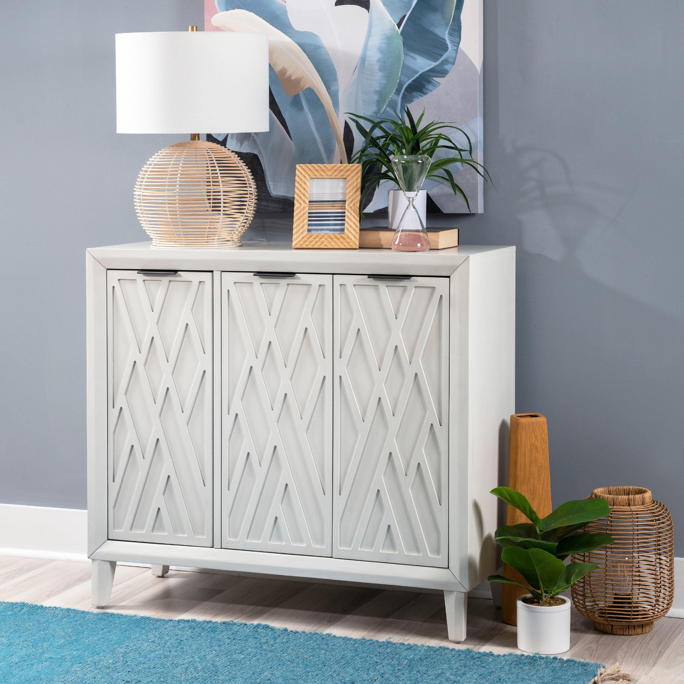Powell Romona 3-Door Accent Cabinet, Antique White