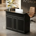 thumbnail image 4 of Tribesigns L-Shaped Reception Desk with Storage Shelves, Modern Front Counter Table for Office, Salon, Checkout Office, Black, 4 of 8