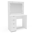 thumbnail image 1 of Tocador de Dormitorio de 4 Cajones con Almacenamiento y Espejo Moderno Bossa Camarín California Blanco, 1 of 5