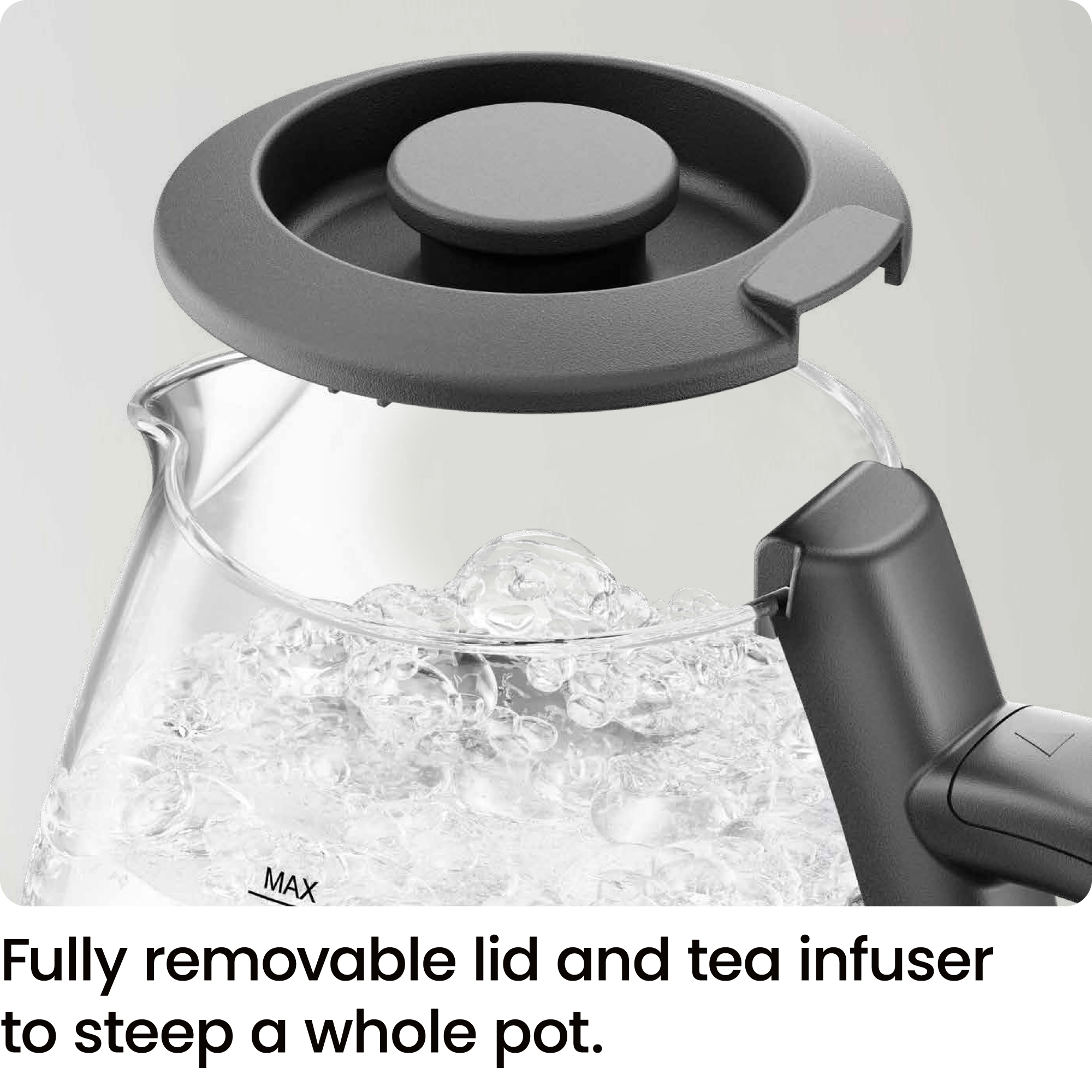 Chefman 1L Electric Glass Kettle with Tea Infuser, Black photo 2