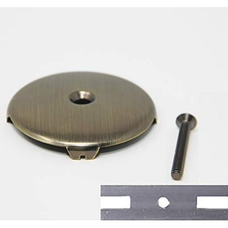 

PF WaterWorks PF0930-AB Universal Bathtub/Bath Tub Drain Single/One (1) Face Plate with Matching Screw for Waste and Overflow-Includes Adapter to Fit 2 Hole Antique Brass