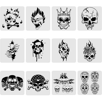 14" Skull & Bone Spray Painting Stencils RC Model Gun Airbrush