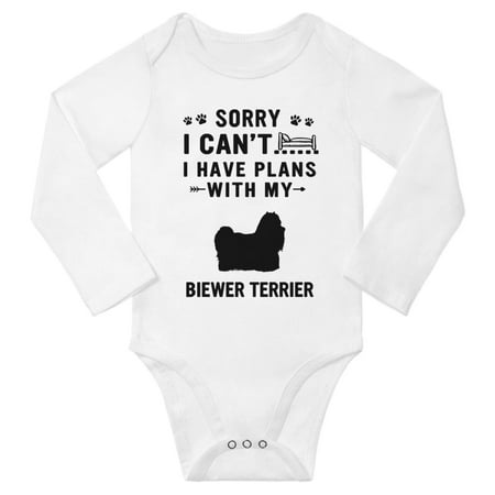 

Sorry I Can t I Have Plans With My Biewer Terrier Baby Long Sleeve Jumpsuits (White 18-24 Months)