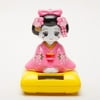 Solar Powered Bobblehead Toy Figure Nohohon, Japanese Kimono Maiko Geisha - Pink SPT103