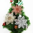 thumbnail image 5 of 5/10 piezas de 14 cm de flores navideñas rosas con purpurina para decoración del árbol de Navidad, adornos de Feliz Año Nuevo, decoración navideña para el hogar, Navidad, 5 of 5