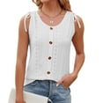 thumbnail image 5 of FAIWAD Summer Tank Tops for Women Sleeveless Drawstring Shoulder Tops Casual Button Front Camisoles Blouses, 5 of 6