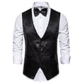 thumbnail image 1 of Chaleco de traje slim fit para hombre: mezcla de algodón y poliéster, color liso, sin mangas, formal/casual para bodas/fiestas, 1 of 5