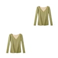 thumbnail image 2 of Jumpingount Camisa térmica Ropa interior de invierno Ropa de abrigo Multicolor Moda Lavable Top Lencería larga Artesanía Suavidad Verde Verde SG 2piezas, 2 of 6