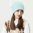 thumbnail image 2 of Yigetop Hats for Women Women Warm Solid Twist Knit Crochet Pile Pile Hat Pullover Cap Womens Beanie Mint Green One Size, 2 of 3