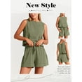 thumbnail image 7 of Xuanfei Women Solid Color Round Neck Sleeveless Top Drawstring Shorts Two Pieces Sets, 7 of 7