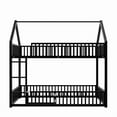 thumbnail image 4 of House Bunk Bed with Fence and Door, Metal Low Twin Over Twin Bunk Beds with Roof, Floor Bunk Loft Bed Frame,Black, 4 of 8