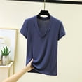 thumbnail image 2 of Thousandth Plus Size T-Shirt for Women Casual Modal Blouses Deep V-Neck Breathable Fitted Trendy Pullover Plain Short Sleeve Basic Slim Fit Tops, 2 of 7