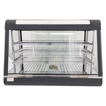 35in Egg Tart Food Display Warmer Pizza Hot Dog Heating Display Cabinet Front Sliding Door 3-Tier
