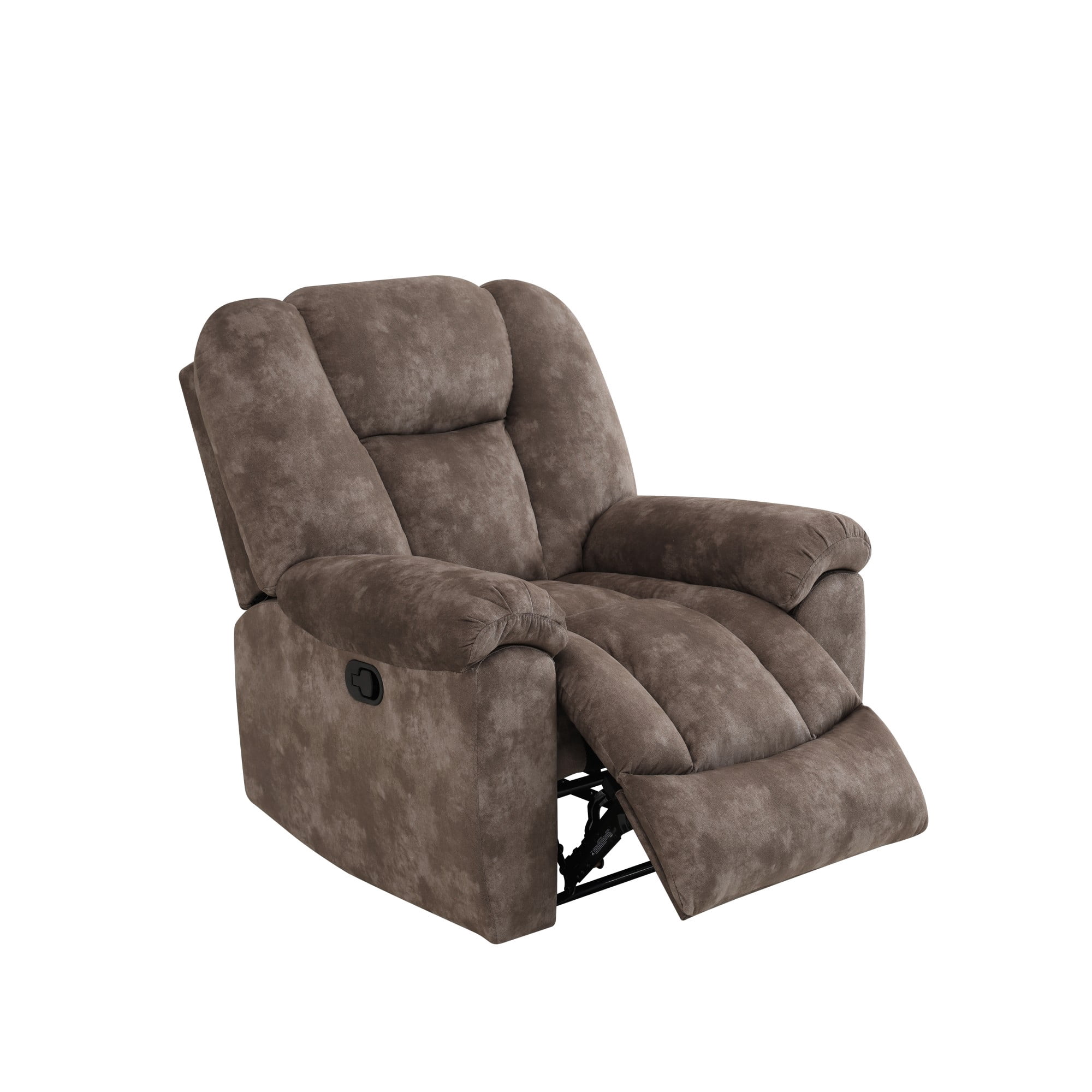 Gewnee Manual Recliner Chair, Adjustable Reclining Lounge Chair, Velvet Upholstered Single Sofa Recliner for Living Room, Office, Brown
