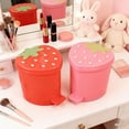 thumbnail image 6 of Mini Automatic Wastebasket, Small Strawberry Swing Lid Trash Can, Tiny Garbage Bin for Desk, Office, Kitchen, Bathroom Vanity, Bedroom Tabletop & Home Essentials, 6 of 7