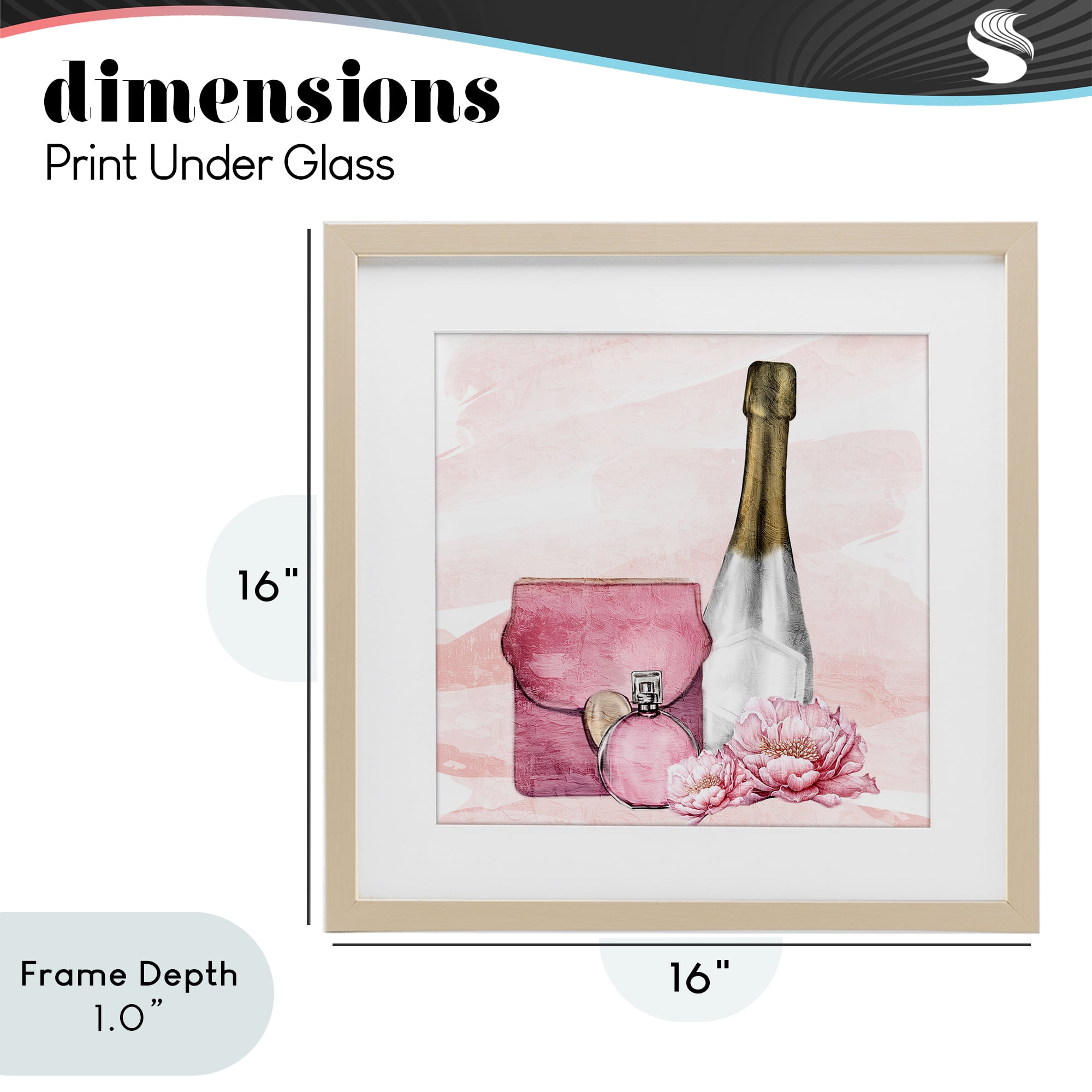 Stupell Industries Glam Time Champagne Birch Framed Print Under Glass, design by Kim Allen