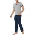 thumbnail image 4 of INSPIRE CHIC Men's Sleepwear Set V-Neck Short Sleeve and Bottoms Lounge Pajama Set Suit 2XL Navy Blue, 4 of 4