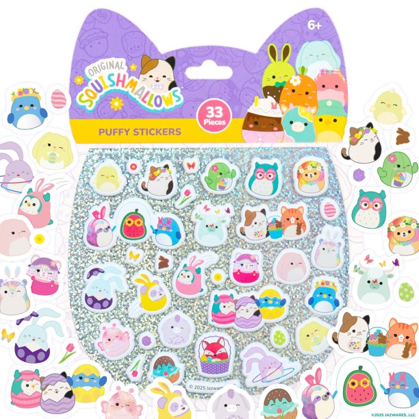 Set de stickers Horizon Group USA Squishmallows Puffy, 33 piezas