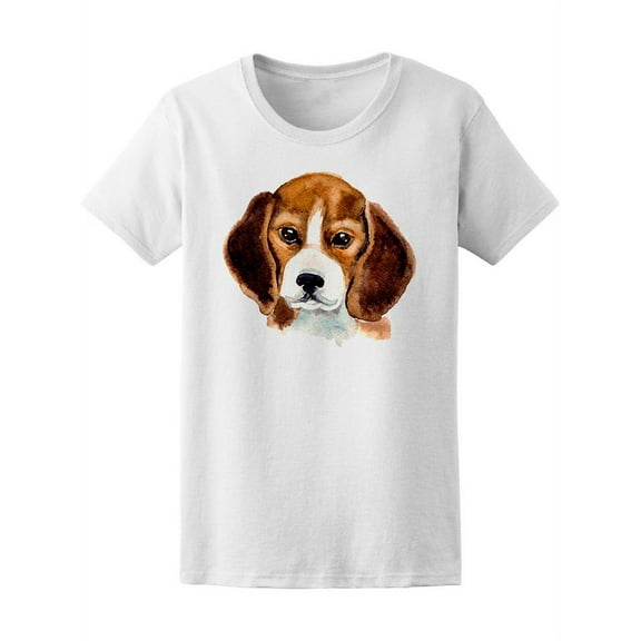 Cute Watercolor Beagle T-Shirt Women -Image by Shutterstock, Female Large