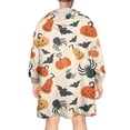 thumbnail image 2 of Wearable Oversized Blanket,Halloween Pumpkin Spider Bat Pattern Wearable Blanket Hoodie for Adults,Cozy Hooded Blankets with Super Pockets,Super Warm Fuzzy Pullover for Women & Men, 2 of 6