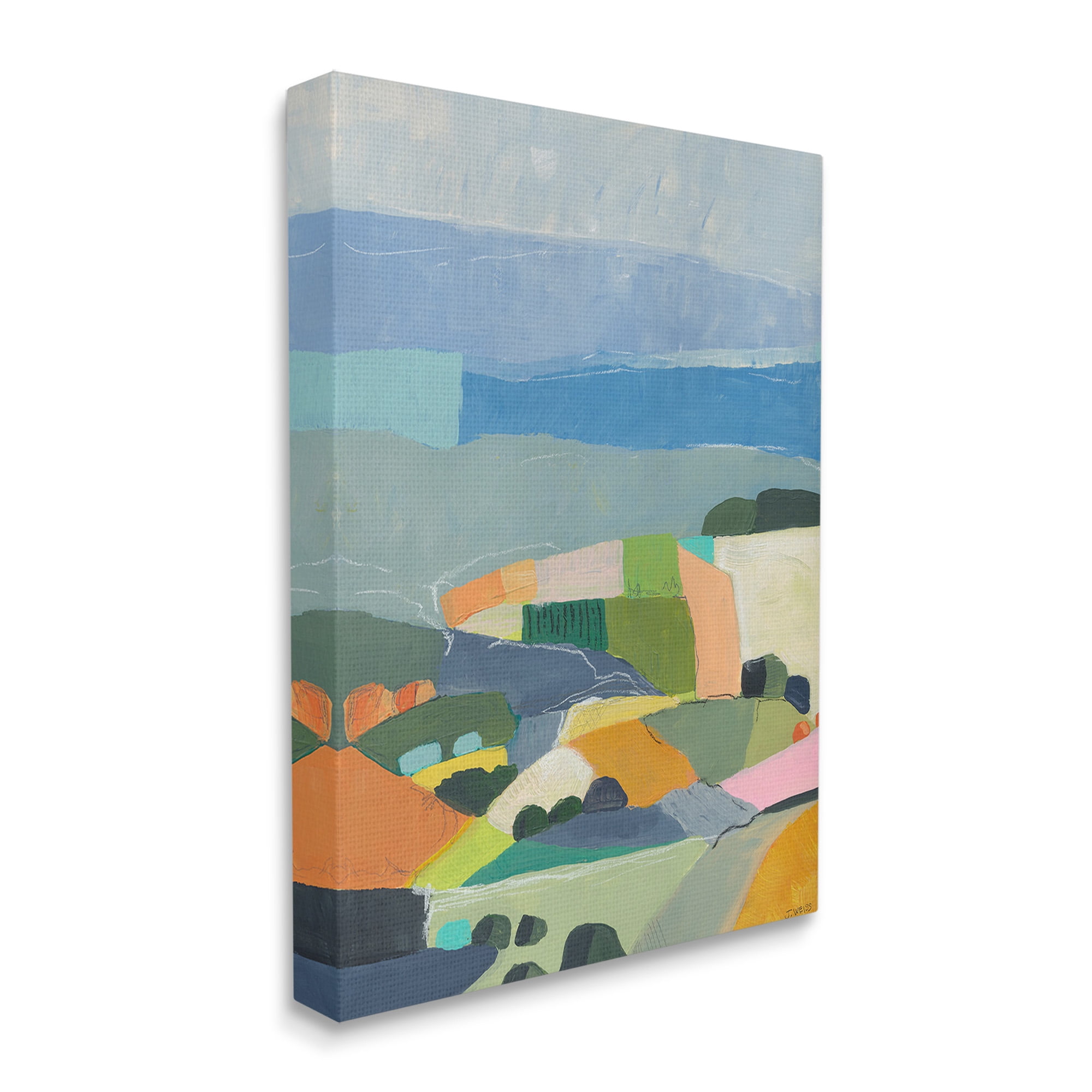 Stupell Industries Farmland Shapes Abstraction Landscape Painting Gallery Wrapped Canvas Art Print Wall Art, 16 x 20