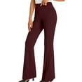 thumbnail image 2 of ClodeEU Women's Flared Work Trousers,Stretchy High Waist Business Pant,Casual Trousers with Pockets Wine,Womens Plus S, 2 of 8