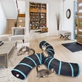 thumbnail image 2 of Túnel para gatos, juguete interactivo plegable de 3 vías con forma de laberinto para animales pequeños, conejos, gatitos, cachorros, hurones y cobayas (3 carriles)., 2 of 5