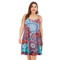 thumbnail image 2 of Robe Mini Décontractée Ample Sans Manches à Col Rond à Imprimé pour Femmes Grande Taille, Robe d'Été pour Fête, 2 of 9