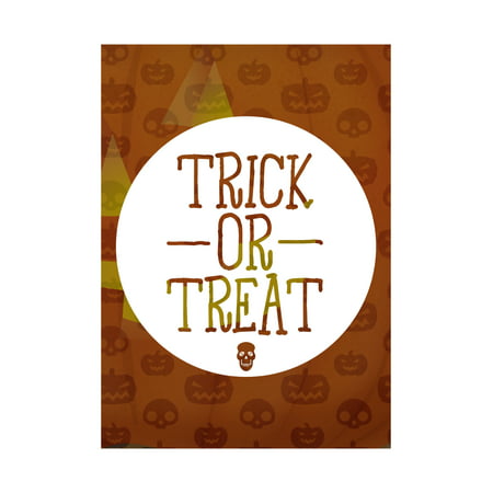 Trick Or Treat Print Candy Corn Pumpkins Skeletons Orange Background Cute Halloween Seasonal Decoration Sign