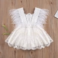 thumbnail image 4 of Douhoow 0-24M Baby Girl Princess Romper Ruffles Sleeveless Feather Tassel Backless Jumpsuit, 4 of 9
