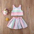 thumbnail image 2 of Kiapeise Baby Girl Pleated Skirt Sets, Striped Print Vest Tops + Tutu Skirts, 2 of 6