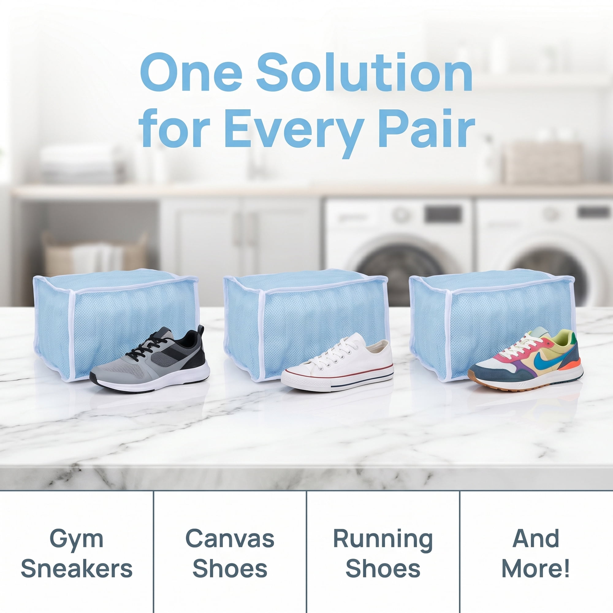 Unique Bargains Polyester Zippered Laundry Shoe Bag for Washing Machine Blue 13.4"x6.3"