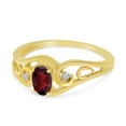 thumbnail image 3 of 14k Yellow Gold Oval Garnet And Diamond Ring, 3 of 6