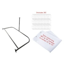 Utopia Alley Rustproof Wall Mounted Aluminum D-shape Shower Curtain Rods With Ceiling Support for Freestanding Tubs, 60 Inch Large Size by 25 Inch, Oil Rubbed Bronze   White Shower curtain 180x70in