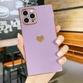 thumbnail image 2 of Compatible with iPhone 14 Pro Case  Cute Plating Gold Luxury Love Heart Phone Case for Women Girls Shockproof Raised Full Camera Lens Protection Cover for iPhone 14 Pro 6.1 inch,Purple, 2 of 14