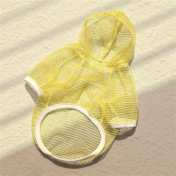 Dog Sun Protection Hoodie Lightweight Mesh Pullover Vest with Short Sleeves Quick Dry Pet Clothing for Small Dogs(Yellow,M)