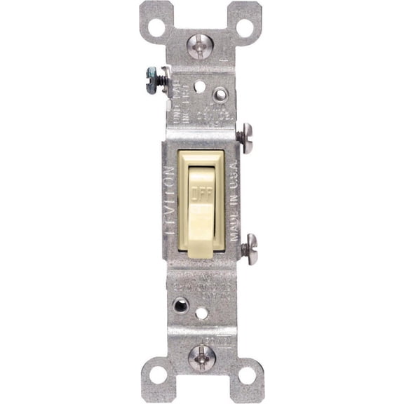 Leviton Residential Grade 15 Amp Toggle Single Pole Grounded Switch Ivory (10-Pack)