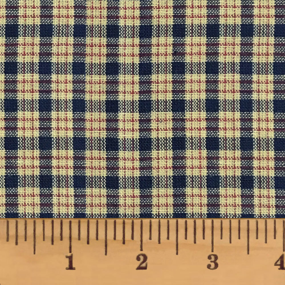 Cottage Navy Blue Small Plaid Homespun Cotton Fabric Sold by the Yard