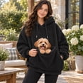 thumbnail image 4 of laqbezok Pet Pouch Hoodie, Cozy Cuddle Hoodie with Kangaroo Pocket for Small Pets, Oversized Fleece Pet Carrier Sweatshirt for Cats and Small Dogs, Black XL, 4 of 4