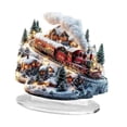 thumbnail image 2 of Adornos navideños acrílicos 2D planos, regalos de escena navideña, decoración de escritorio coleccionable, tren ferroviario para mesa navideña., 2 of 9