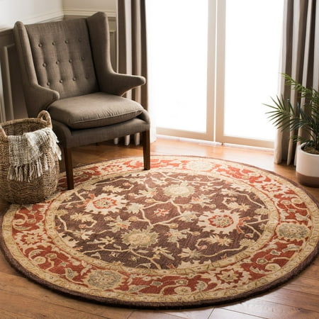 SAFAVIEH Anatolia Shirley Floral Area Rug, Olive/Rust, 4' x 4' Round